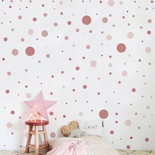 140 Stück Wandaufkleber für Kinderzimmer Babyzimmer, Dots zum Kleben Wandaufkleber Wanddeko, Rosa Pastell Wandaufkleber, Wandsticker für Kinder Wandaufkleber Mädchen Jungen (A) von HENGBIRD