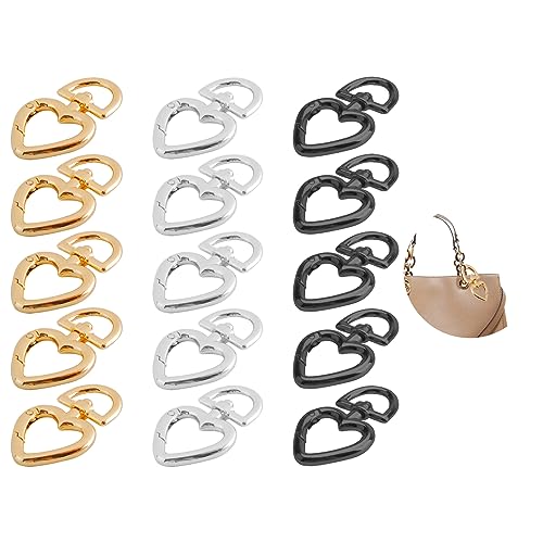 15 Pcs Herz Schlüsselanhänger Karabinerhaken Hummer Haken Schlüsselringe Karabiner D-Ring Karabiner Clip Herz Federhaken Metall Herz Schlüsselbund für DIY Schmuckherstellung Keychains Bags von HENGBIRD