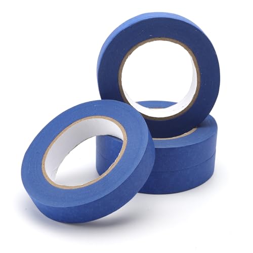 4 Rolle Maler Kreppband Malerband, 50m x 24mm Malerkrepp Abklebeband Maler Klebeband Blau, Masking Tape Abklebeband Lackieren Auto Masking Pro, Painters Tape Abdeckband Malerklebeband Malerarbeiten von HENGBIRD