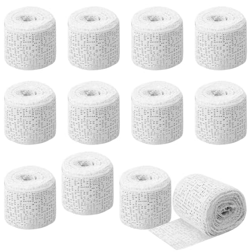 HENGBIRD 12 Rollen Gipsbinden zum Basteln Gipsverband Babybauch Gips Abdruck Binden Gipsabdruck Set für Baby Bauch Verband zum Basteln Modellbau Schnelltrocknend 5 cm X 2.7 m von HENGBIRD