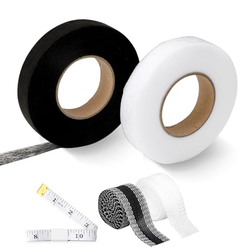 HENGBIRD 2pcs 2 cm x 64m Saumband Selbstklebend und 2pcs 2.5 cm x 10 m Saumband Zum AufbüGeln Waschfest, BüGelband Zum KüRzen Von Gardinen Hosen, Hose KüRzen Ohne NäHen, Nahtband Zum AufbüGeln von HENGBIRD