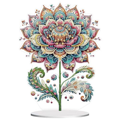 HENGBIRD 5D Diamond Painting Tischdeko Blumen Aufsteller, Diamond Painting Set, Rosenblütenarrangement Diamond Painting Deko für Haus, Büro, Desktop, Wand Dekor (24.8x21.8CM) von HENGBIRD