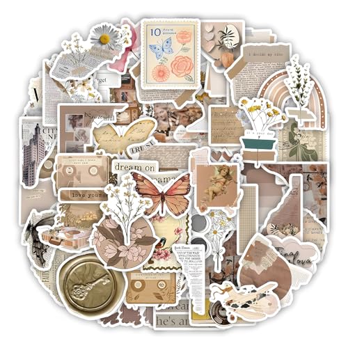 HENGBIRD 60pcs Sticker Aesthetic, Sticker Scrapbook Stickers Zubehör, Vintage Sticker Fotoalbum, Sticker Kindle, Stickers Aesthetic Sticker Vintage Journaling Zubehör Journal Sticker Set von HENGBIRD