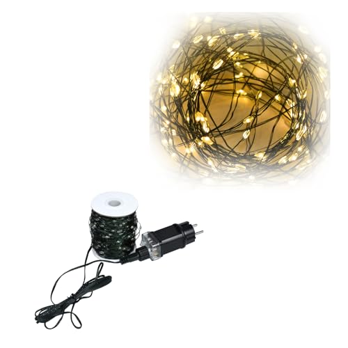 HENGMEI 100M LED Lichterkette aus Kupferdraht, 1000 LEDs mit Stecker, Fernbedienung 8 Beleuchtungsmodi, Einstellbare Helligkeit IP44 Wasserdichte Innen, Außen für Weihnachtsdeko Party, Garten Warmweiß von HENGMEI