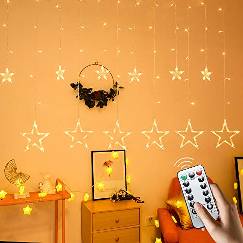 HENGMEI 3m 138 LEDs Lichterkette Lichterwand Lichtervorhang Warmweiß USB-Stecker mit Fernbedienung 8 Leuchtmodi IP44 Wasserfest Weihnachtsbeleuchtung Weihnachtsdeko Lichterdeko Innen und Außen von HENGMEI