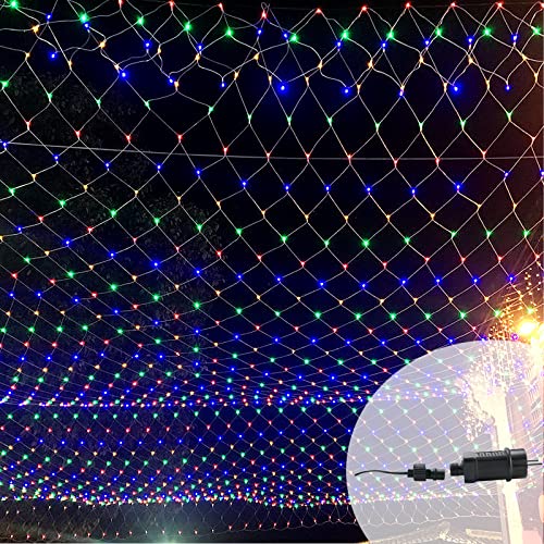 HENGMEI LED Lichternetz Lichterkettennetz Außen und Innen 6x4m Lichterkette Netz mit stecker, 8 Modi IP44 Wasserfest Lichtervorhang für Weihnachten, Halloween, Hochzeit Party(6x4m, Bunt) von HENGMEI