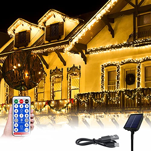 HENGMEI Solar Lichterkette Außen Lichterwand Warmweiß 100m Lichtervorhang Solarlichterkette 8 Modi Wetterfest Led Weihnachtsbeleuchtun für zimmer Dekor, Weihnachten, Halloween von HENGMEI