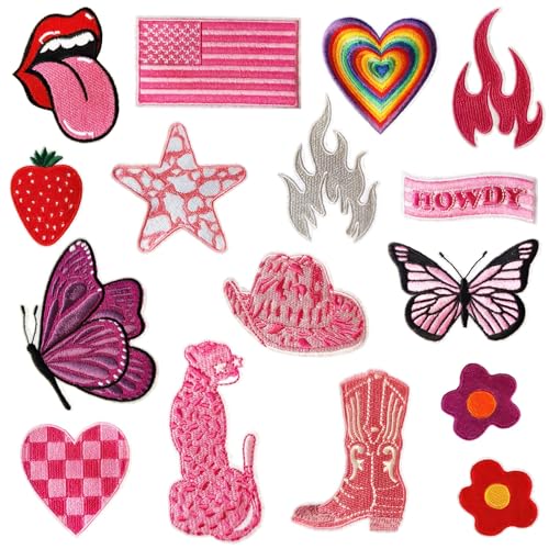 HENGYID Pink Girl Fashion Iron on Patches, Embroidered Iron / Sew Patches, Cute DIY Sewing Decor Patches for Clothing, Jackets, Hats, Backpacks, Jeans von HENGYID