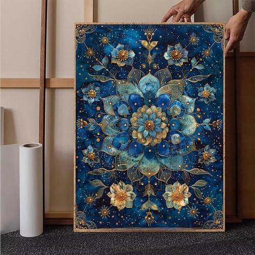 Abstrakt Diamond Painting XXL (100x135cm), Blume Diamond Painting Erwachsene Bastelset, Diamond Painting Kinder Anfänger Mosaikherstellung Stickerei Kreuzstich Malerei Kits für Deko Wohnzimmer V-2 von HENJGWEG