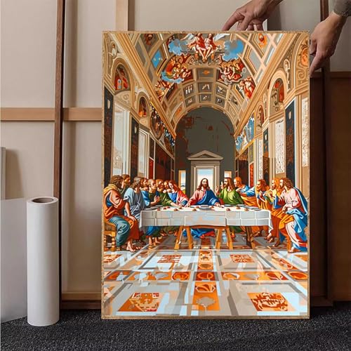 Abstrakt Diamond Painting XXL 100x135 cm, Das Letzte Abendmahl Diamond Painting Erwachsene Bastelset, Diamond Painting Kinder Mosaikherstellung Stickerei Kreuzstich Malerei Kits für Zimmer Deko D-A von HENJGWEG