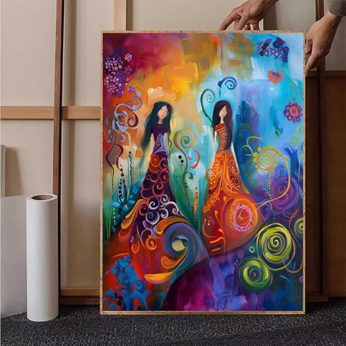 Abstrakt Diamond Painting XXL 60x80cm, Frau Diamond Painting Erwachsene Bastelset, Diamond Painting Kinder Anfänger Mosaikherstellung Stickerei Kreuzstich Malerei Kits für Zimmer Deko Wohnzimmer 1-0 von HENJGWEG