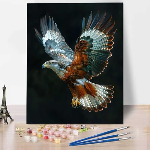 Adler Malen Nach Zahlen Erwachsene Tier Malen Nach Zahlen Kinder DIY Ölgemälde Leinwand Set mit Pinsel und Acrylpigment für Frauen Home Deko Geburtstag Weihnachten Geschenk - 70x95cm (Ohne Rahmen) 2-M von HENJGWEG