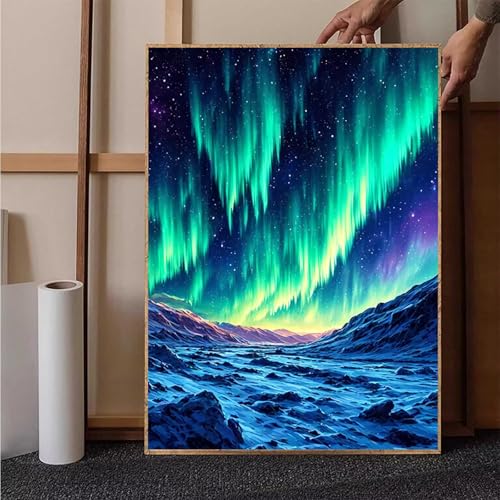 Arktis Diamond Painting XXL (60x80cm), Crystal Art Aurora Diamond Painting Erwachsene 5D DIY Mosaikherstellung Stickerei Kreuzstich Malerei Kits für Zimmer Deko Wohnzimmer, Geschenke -h251R6ZZ1 von HENJGWEG