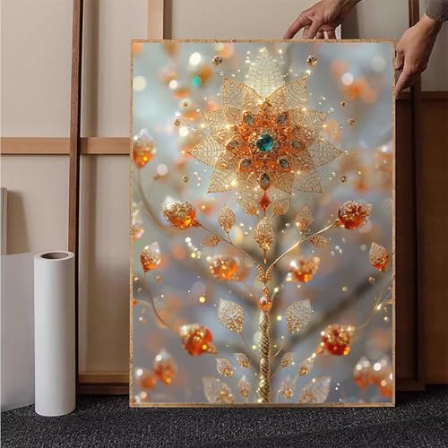 Blume Diamond Painting XXL (30x40cm), Abstrakt Diamond Painting Erwachsene Bastelset, Diamond Painting Kinder Anfänger Mosaikherstellung Stickerei Kreuzstich Malerei Kits für Deko Wohnzimmer 9-4 von HENJGWEG