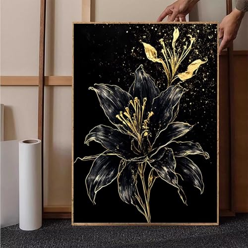 Blume Diamond Painting XXL 60 x 80 cm, Crystal Art Lilie Diamond Painting Erwachsene 5D DIY Mosaikherstellung Stickerei Kreuzstich Malerei Kits für Zimmer Deko Wohnzimmer, Geschenke -h2510RL4B von HENJGWEG