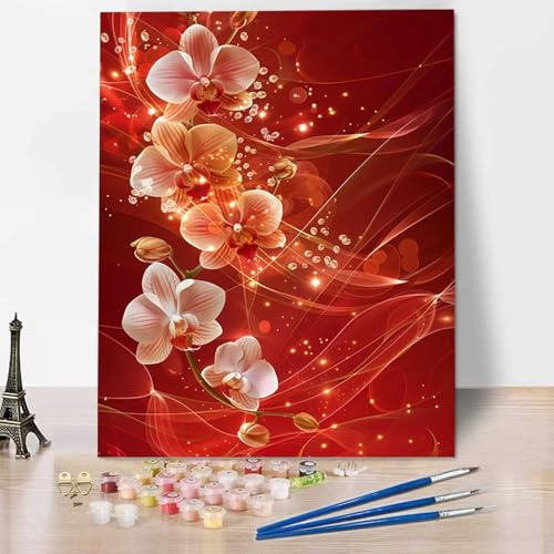 DIY Malen nach Zahlen Erwachsene Blume Malen nach Zahlen Kits auf Leinwand Malen Nach Zahlen Kinder Magnolie Malen nach Zahlen Kunsthandwerk Geschenk für Home Wall Deco (60x80cm) (rahmenlos) W-8 von HENJGWEG