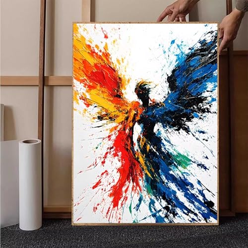 Diamond Painting Abstrakt Crystal Art Engel Diamond Painting Leinwand Bastelset Erwachsene 5D DIY Mosaikherstellung Stickerei Kreuzstich Malerei Kits für Wanddeko, Geschenke (50x70cm) -h2517WBEM von HENJGWEG