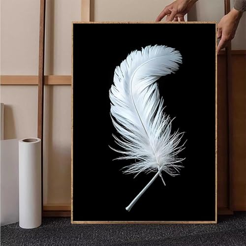 Diamond Painting Abstrakt Crystal Art Feder Diamond Painting Leinwand Bastelset Erwachsene 5D DIY Mosaikherstellung Stickerei Kreuzstich Malerei Kits für Wanddeko, Geschenke (50x70cm) -h2513E7FA von HENJGWEG