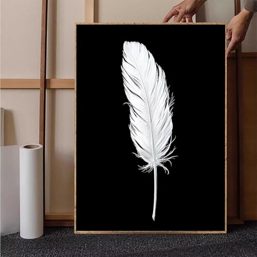 Diamond Painting Abstrakt Crystal Art Feder Diamond Painting Leinwand Bastelset Erwachsene 5D DIY Mosaikherstellung Stickerei Kreuzstich Malerei Kits für Wanddeko, Geschenke 50x70 cm -h251I5Z57 von HENJGWEG