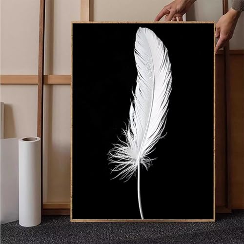 Diamond Painting Abstrakt Crystal Art Feder Diamond Painting Leinwand Bastelset Erwachsene 5D DIY Mosaikherstellung Stickerei Kreuzstich Malerei Kits für Wanddeko, Geschenke für Frauen 50x70cm -h25141 von HENJGWEG