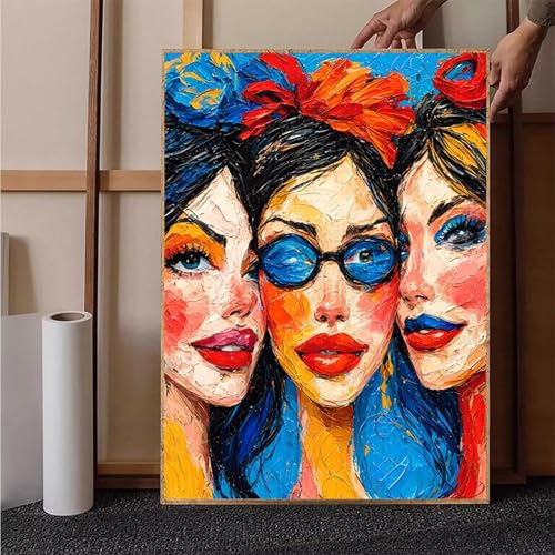 Diamond Painting Abstrakt Crystal Art Frau Diamond Painting Leinwand Bastelset Erwachsene 5D DIY Mosaikherstellung Stickerei Kreuzstich Malerei Kits für Wanddeko, Geschenke für Frauen 50x70cm -h251WH von HENJGWEG