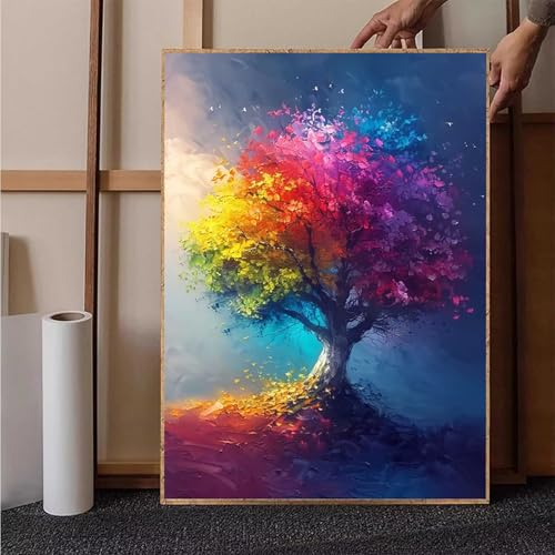 Diamond Painting Baum Diamant Painting Bilder Landschaft Diamond Painting Erwachsene Groß XXL, 5D Diamond Painting Eckige Steine Crystal Art Kinder Bastelnset für Wanddeko, Geschenke, (50x70cm) 9-2 von HENJGWEG