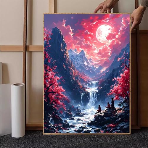 Diamond Painting Berg Crystal Art Landschaft Diamond Painting Leinwand Bastelset Erwachsene 5D DIY Mosaikherstellung Stickerei Kreuzstich Malerei Kits für Wanddeko, Geschenke 50x70 cm -h251108ZI von HENJGWEG