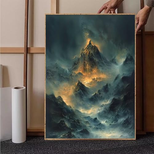 Diamond Painting Berg Diamant Painting Bilder Landschaft Diamond Painting Erwachsene Groß XXL, 5D Diamond Painting Eckige Steine Crystal Art Kinder Bastelnset für Wanddeko, Geschenke, 70x95cm S-E von HENJGWEG