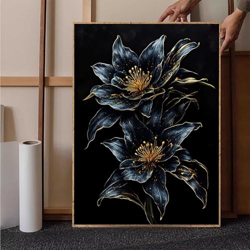 Diamond Painting Blume Diamant Painting Bilder Blatt Diamond Painting Erwachsene Groß XXL, 5D Diamond Painting Eckige Steine Crystal Art Kinder Bastelnset für Deko Wohnzimmer, Geschenke, 50x70 cm 3-P von HENJGWEG