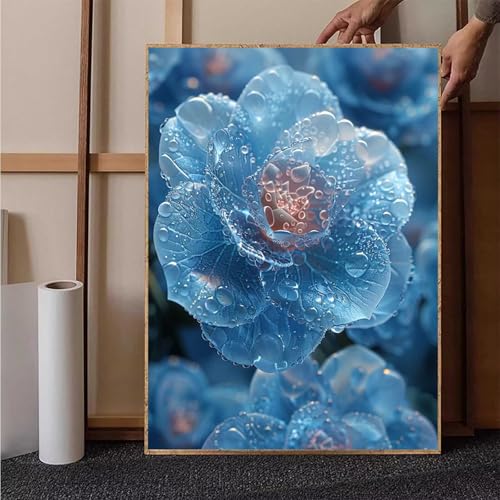 Diamond Painting Blume Diamant Painting Bilder Blatt Diamond Painting Erwachsene Groß XXL, 5D Diamond Painting Eckige Steine Crystal Art Kinder Bastelnset für Wanddeko, Geschenke, (50x70cm) R-7 von HENJGWEG