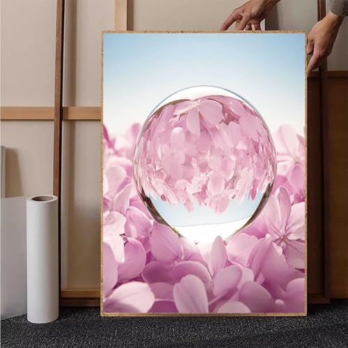 Diamond Painting Blume Diamant Painting Bilder Kirschblüten Diamond Painting Erwachsene Groß XXL, 5D Diamond Painting Eckige Steine Crystal Art Kinder Bastelnset für Wanddeko, Geschenke, (35x50cm) U-Z von HENJGWEG