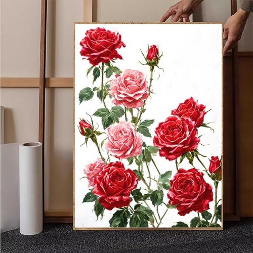 Diamond Painting Blume Diamant Painting Bilder Rose Diamond Painting Erwachsene Groß XXL, 5D Diamond Painting Eckige Steine Crystal Art Kinder Bastelnset für Deko Wohnzimmer, Geschenke, (50x70cm) B-J von HENJGWEG