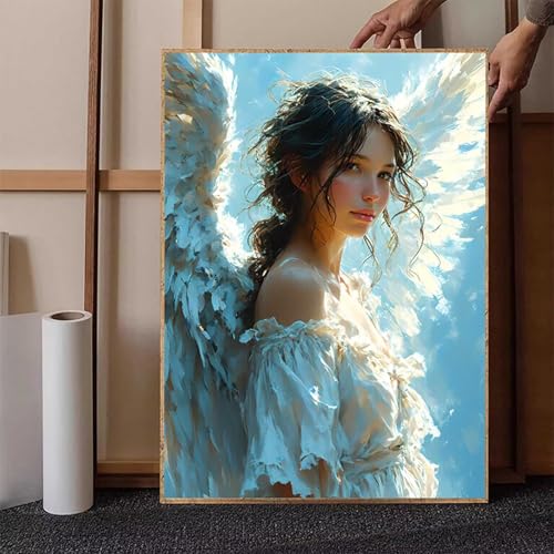 Diamond Painting Engel Crystal Art Frau Diamond Painting Leinwand Bastelset Erwachsene 5D DIY Mosaikherstellung Stickerei Kreuzstich Malerei Kits für Wanddeko, Geschenke für Frauen (50x70cm) -h2515D von HENJGWEG