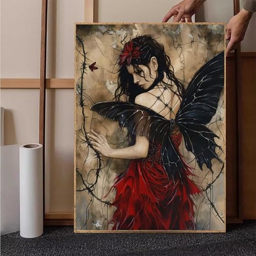 Diamond Painting Engel Diamant Painting Bilder Frau Diamond Painting Erwachsene Groß XXL, 5D Diamond Painting Eckige Steine Crystal Art Kinder Bastelnset für Deko Wohnzimmer, Geschenke, 70x95 cm 8-D von HENJGWEG