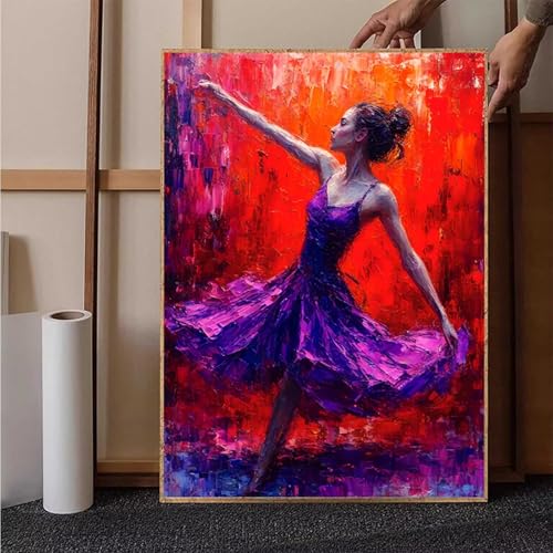 Diamond Painting Frau Crystal Art Ballett Diamond Painting Leinwand Bastelset Erwachsene 5D DIY Mosaikherstellung Stickerei Kreuzstich Malerei Kits für Wanddeko, Geschenke 70 x 95 cm -h2513412A von HENJGWEG