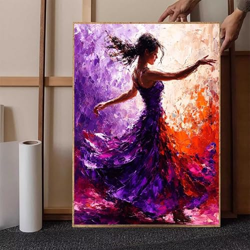 Diamond Painting Frau Crystal Art Kleid Diamond Painting Leinwand Bastelset Erwachsene 5D DIY Mosaikherstellung Stickerei Kreuzstich Malerei Kits für Wanddeko, Geschenke für Frauen 50x70 cm -h25105 von HENJGWEG