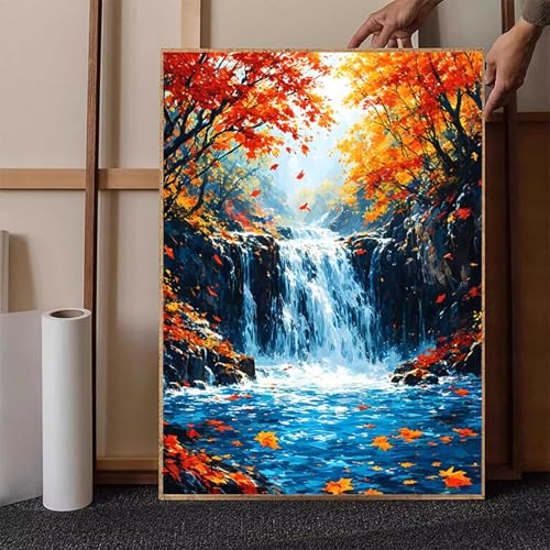 Diamond Painting Herbst Crystal Art Fallen Diamond Painting Leinwand Bastelset Erwachsene 5D DIY Mosaikherstellung Stickerei Kreuzstich Malerei Kits für Wanddeko, Geschenke für Frauen 70x95cm -h251Q1 von HENJGWEG