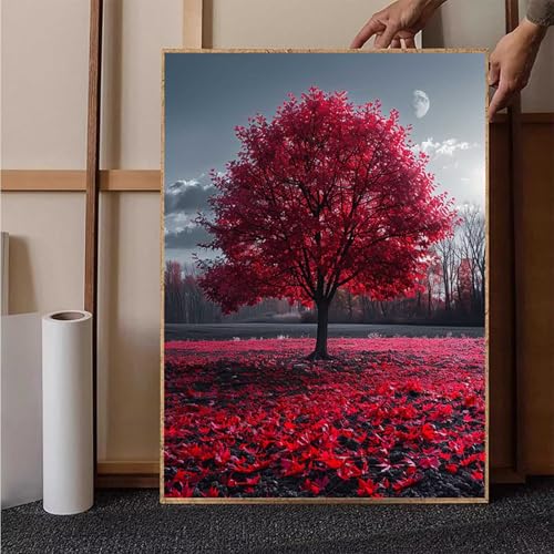 Diamond Painting Herbst Diamant Painting Bilder Baum Diamond Painting Erwachsene Groß XXL, 5D Diamond Painting Eckige Steine Crystal Art Kinder Bastelnset für Wanddeko, Geschenke, 50 x 70 cm E-6 von HENJGWEG