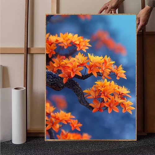 Diamond Painting Herbst Diamant Painting Bilder Blume Diamond Painting Erwachsene Groß XXL, 5D Diamond Painting Eckige Steine Crystal Art Kinder Bastelnset für Deko Wohnzimmer, Geschenke, 25x35cm 0-5 von HENJGWEG