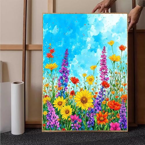 Diamond Painting Himmel Diamant Painting Bilder Blume Diamond Painting Erwachsene Groß XXL, 5D Diamond Painting Eckige Steine Crystal Art Kinder Bastelnset für Deko Wohnzimmer, Geschenke, 25x35cm A-I von HENJGWEG