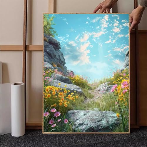 Diamond Painting Himmel Diamant Painting Bilder Blume Diamond Painting Erwachsene Groß XXL, 5D Diamond Painting Eckige Steine Crystal Art Kinder Bastelnset für Wanddeko, Geschenke, 50 x 70 cm V-H von HENJGWEG