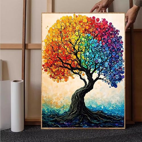 Diamond Painting Landschaft Diamant Painting Bilder Baum Diamond Painting Erwachsene Groß XXL, 5D Diamond Painting Eckige Steine Crystal Art Kinder Bastelnset für Wanddeko, Geschenke, 25x35cm 3-S von HENJGWEG