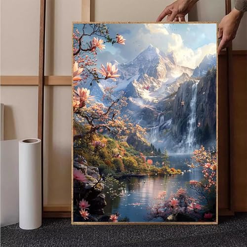 Diamond Painting Landschaft Diamant Painting Bilder Wald Diamond Painting Erwachsene Groß XXL, 5D Diamond Painting Eckige Steine Crystal Art Kinder Bastelnset für Wanddeko, Geschenke, (70x95cm) T-0 von HENJGWEG