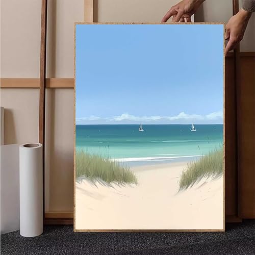 Diamond Painting Meer Diamant Painting Bilder Landschaft Diamond Painting Erwachsene Groß XXL, 5D Diamond Painting Eckige Steine Crystal Art Kinder Bastelnset für Wanddeko, Geschenke, 70x95 cm S-7 von HENJGWEG