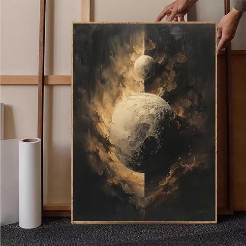 Diamond Painting Planet Diamant Painting Bilder Mond Diamond Painting Erwachsene Groß XXL, 5D Diamond Painting Eckige Steine Crystal Art Kinder Bastelnset für Deko Wohnzimmer, Geschenke, 25x35cm G-H von HENJGWEG