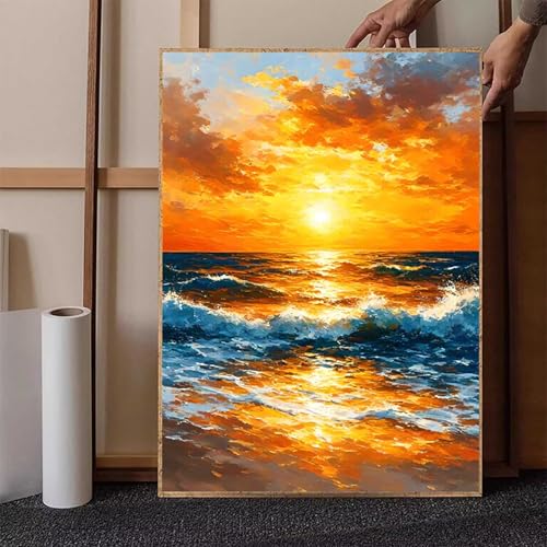 Diamond Painting Sonnenuntergang Crystal Art Landschaft Diamond Painting Leinwand Bastelset Erwachsene 5D DIY Mosaikherstellung Stickerei Kreuzstich Malerei Kits für Wanddeko 70 x 95 cm -h251V2 von HENJGWEG