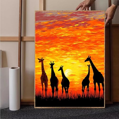 Diamond Painting Sonnenuntergang Diamant Painting Bilder Tier Diamond Painting Erwachsene Groß XXL, 5D Diamond Painting Eckige Steine Crystal Art Kinder Bastelnset für Deko Wohnzimmer (70x95cm) A-0 von HENJGWEG