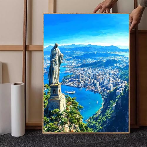 Diamond Painting Stadt Crystal Art Landschaft Diamond Painting Leinwand Bastelset Erwachsene 5D DIY Mosaikherstellung Stickerei Kreuzstich Malerei Kits für Wanddeko, Geschenke 50 x 70 cm -h25135 von HENJGWEG