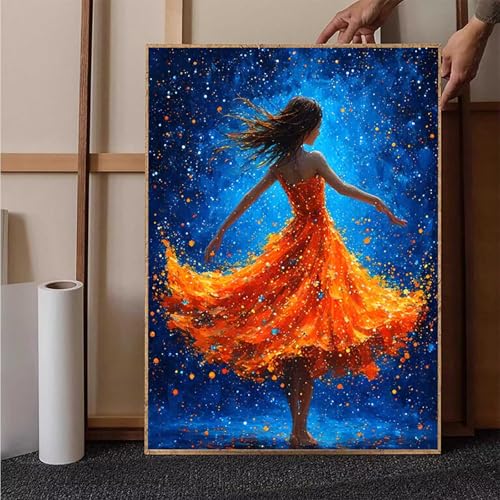 Diamond Painting Sternenhimmel Crystal Art Frau Diamond Painting Leinwand Bastelset Erwachsene 5D DIY Mosaikherstellung Stickerei Kreuzstich Malerei Kits für Wanddeko, Geschenke (90x120cm) -h2511E von HENJGWEG