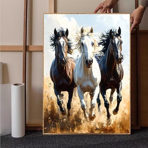 Diamond Painting Tier Crystal Art Pferd Diamond Painting Leinwand Bastelset Erwachsene 5D DIY Mosaikherstellung Stickerei Kreuzstich Malerei Kits für Wanddeko, Geschenke für Frauen 50x70cm -h251M7 von HENJGWEG